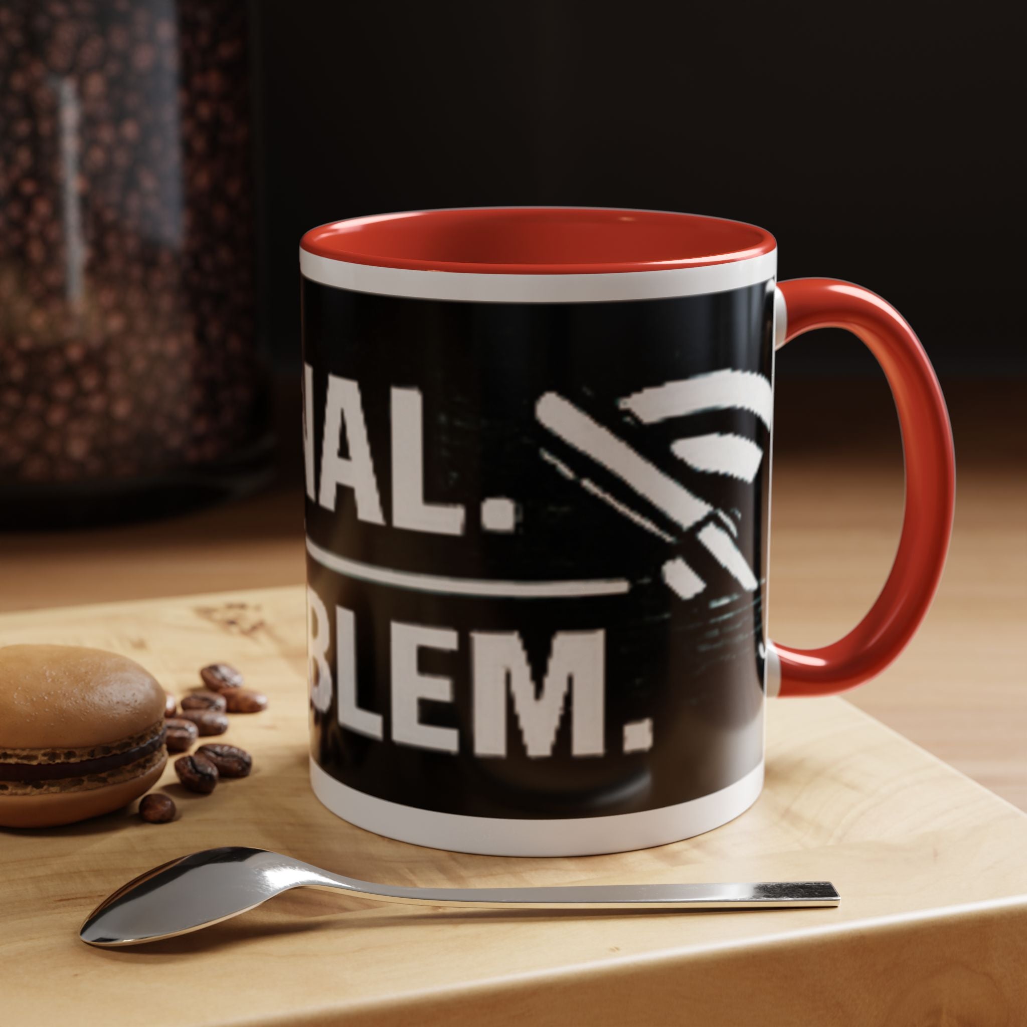 "No Signal No Problem" IT Humor Accent Coffee Mug (11, 15oz)