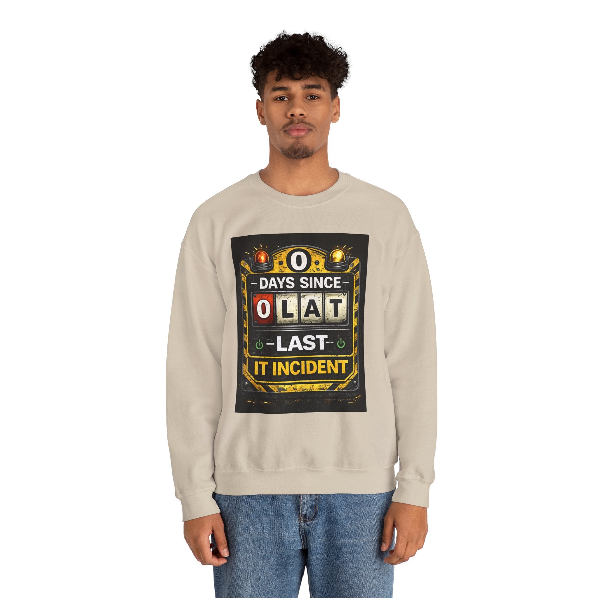 "0 Days Since Last IT Incident" Funny Tech Support Crewneck Sweatshirt