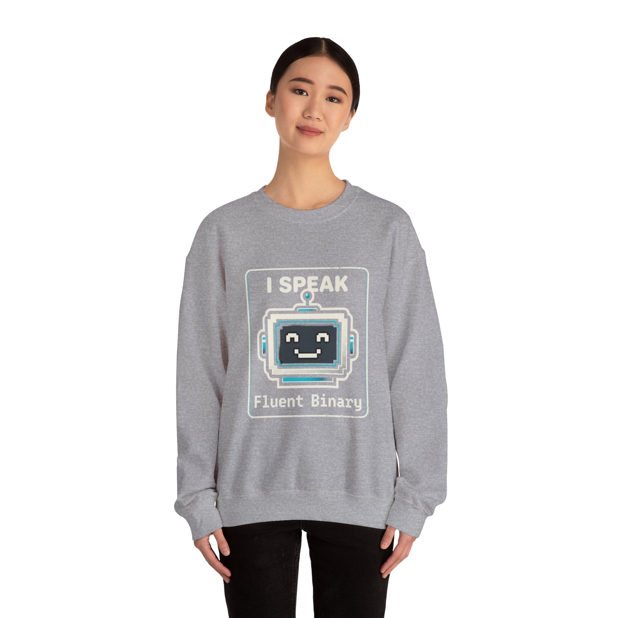"I Speak Fluent Binary" Funny IT Crewneck Sweatshirt