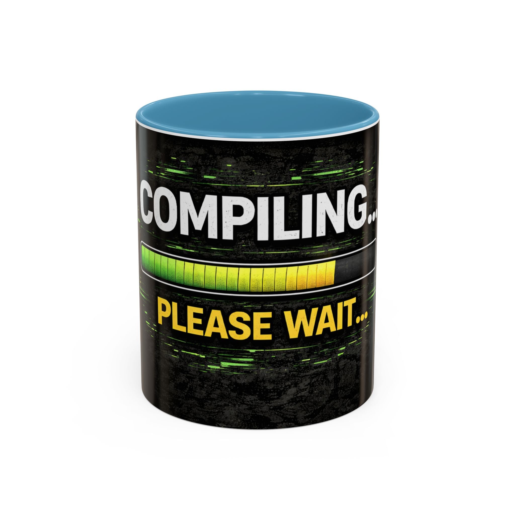 "Compiling, Please Wait" IT Humor Accent Coffee Mug (11, 15oz)