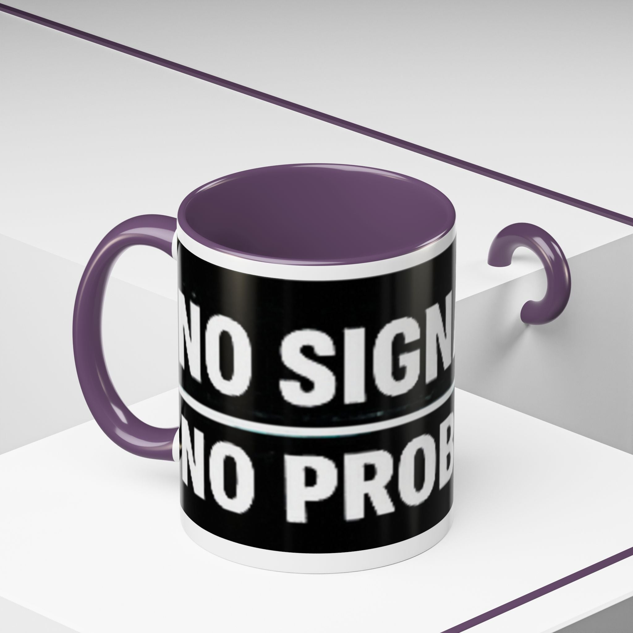 "No Signal No Problem" IT Humor Accent Coffee Mug (11, 15oz)