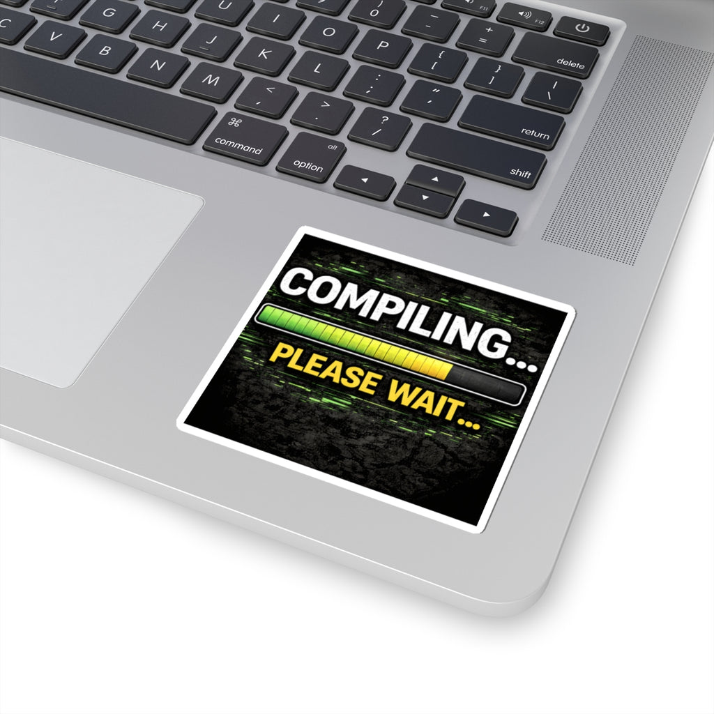 "Compiling... Please Wait" Geek Tech Humor Funny IT Kiss-Cut Stickers