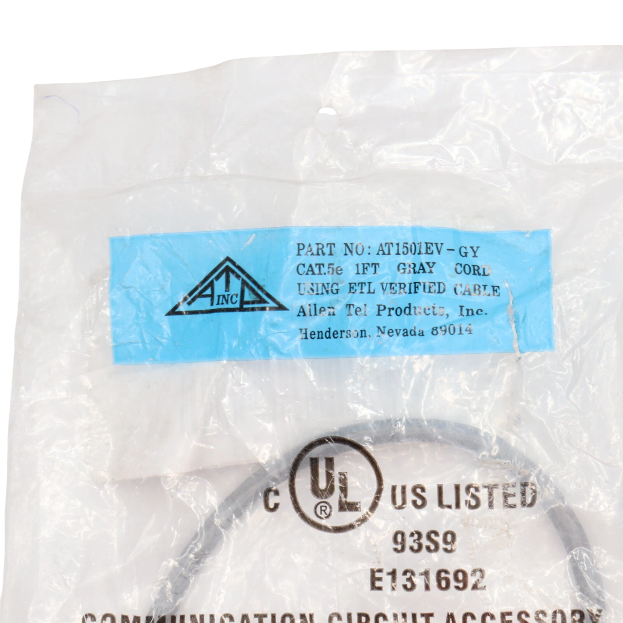 Allen Tel Cat5e Ethernet Cable Gray Snagless RJ45 Patch Cord 1ft–7ft ETL