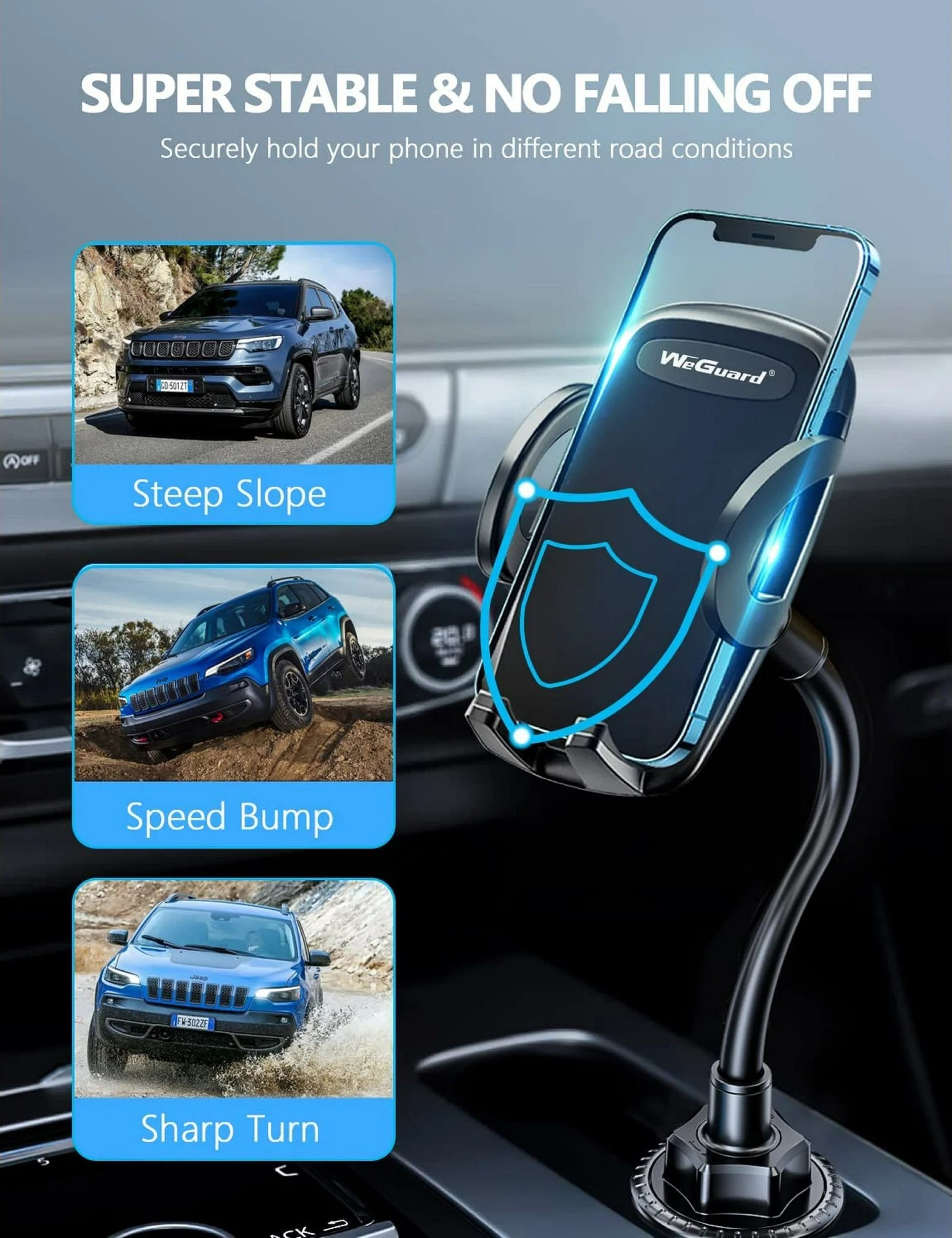 Vibe Cup Holder Phone Mount DL051021 360° Rotating Adjustable Car Holder NEW