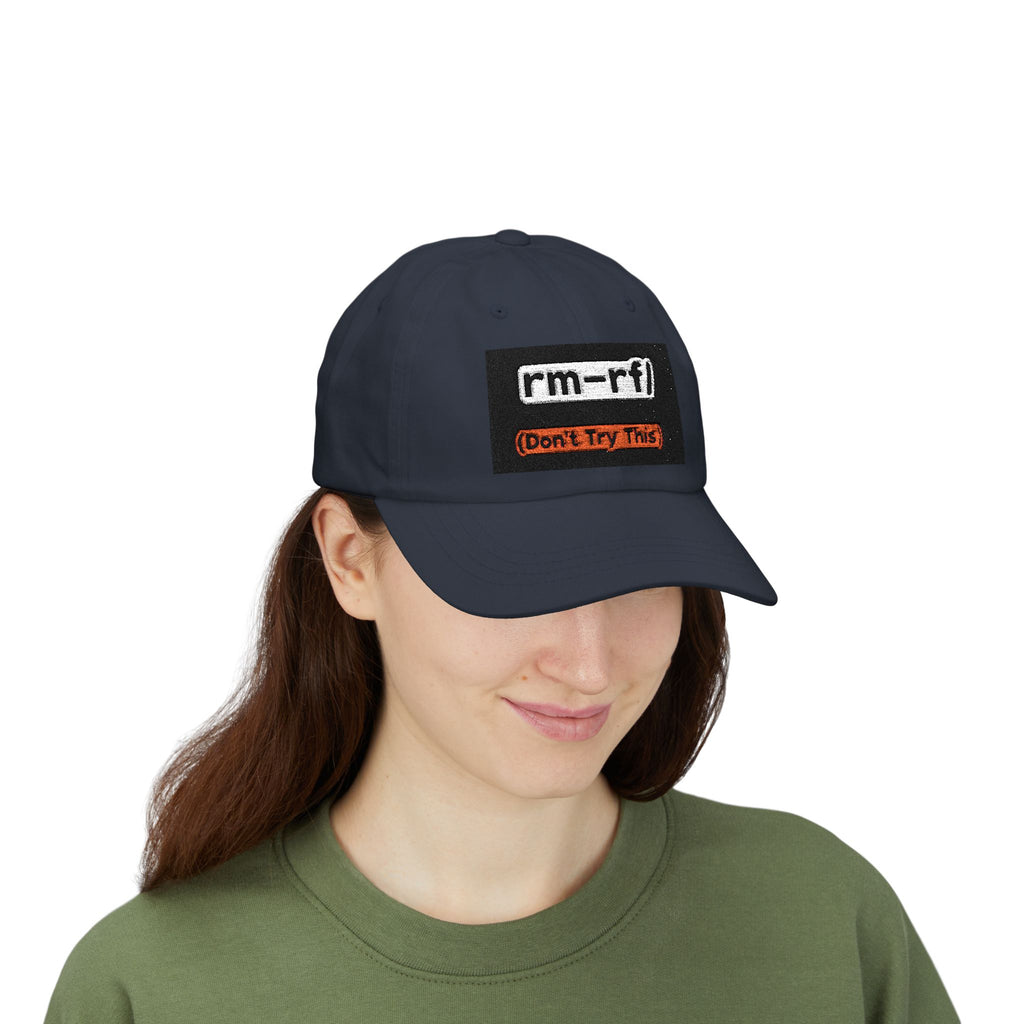 Classic Dad Cap – 'rm -rf (Don't Try This)' Embroidered Dad Hat