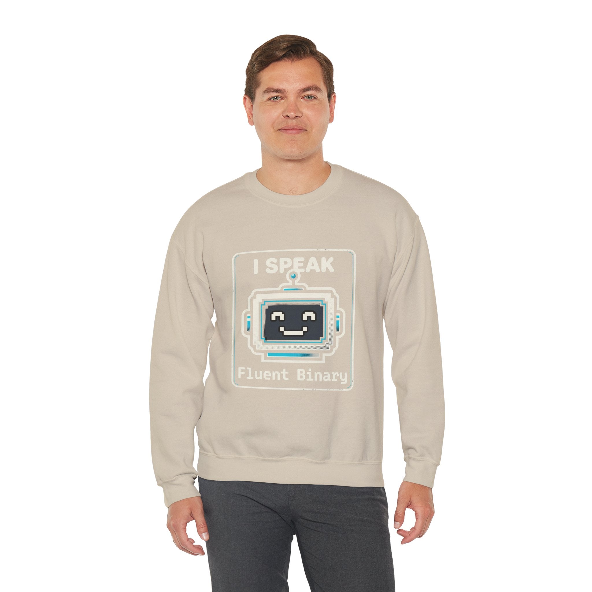 "I Speak Fluent Binary" Funny IT Crewneck Sweatshirt