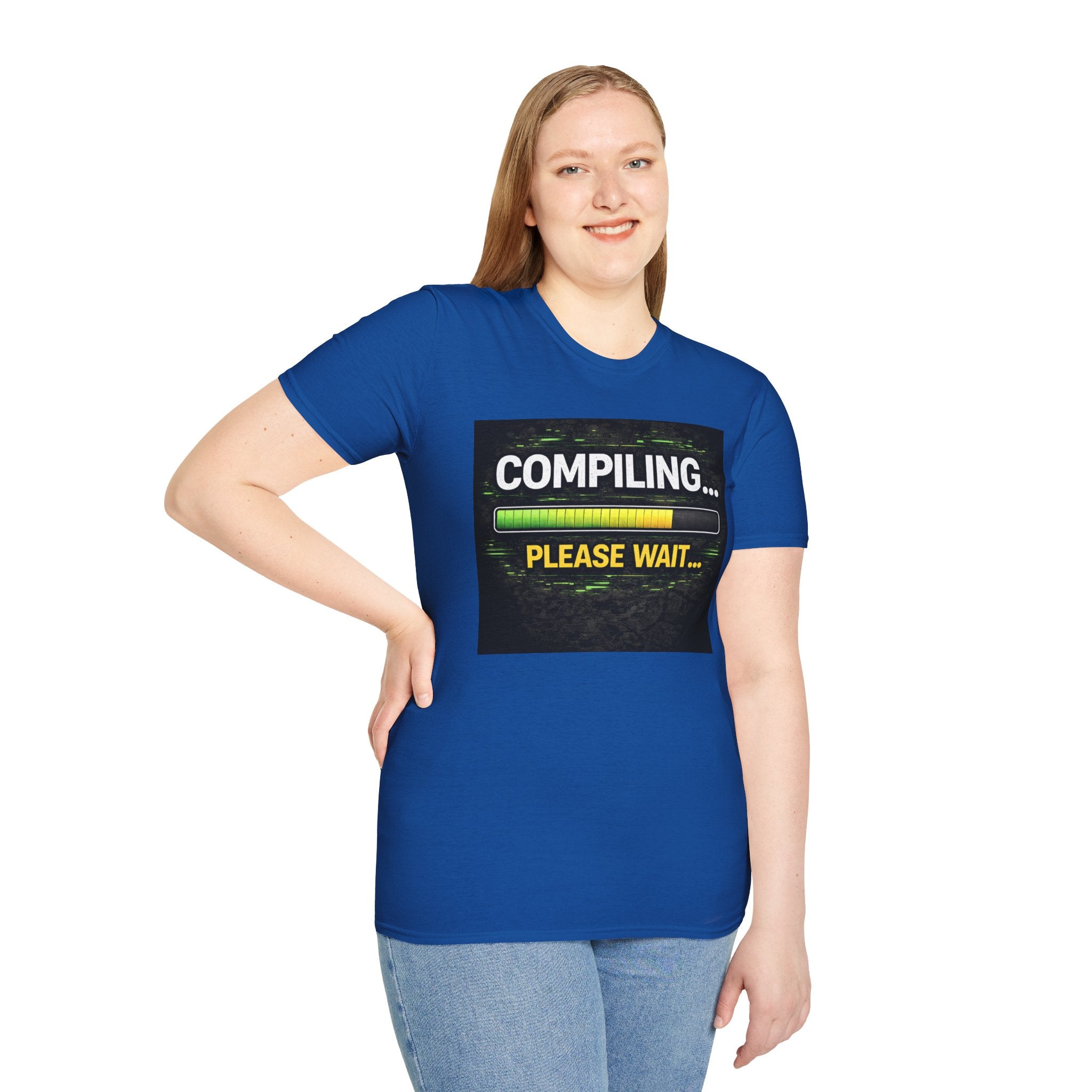 "Compiling... Please Wait" Programmer Loading Graphic Tee Funny IT Tech Humor T-Shirt