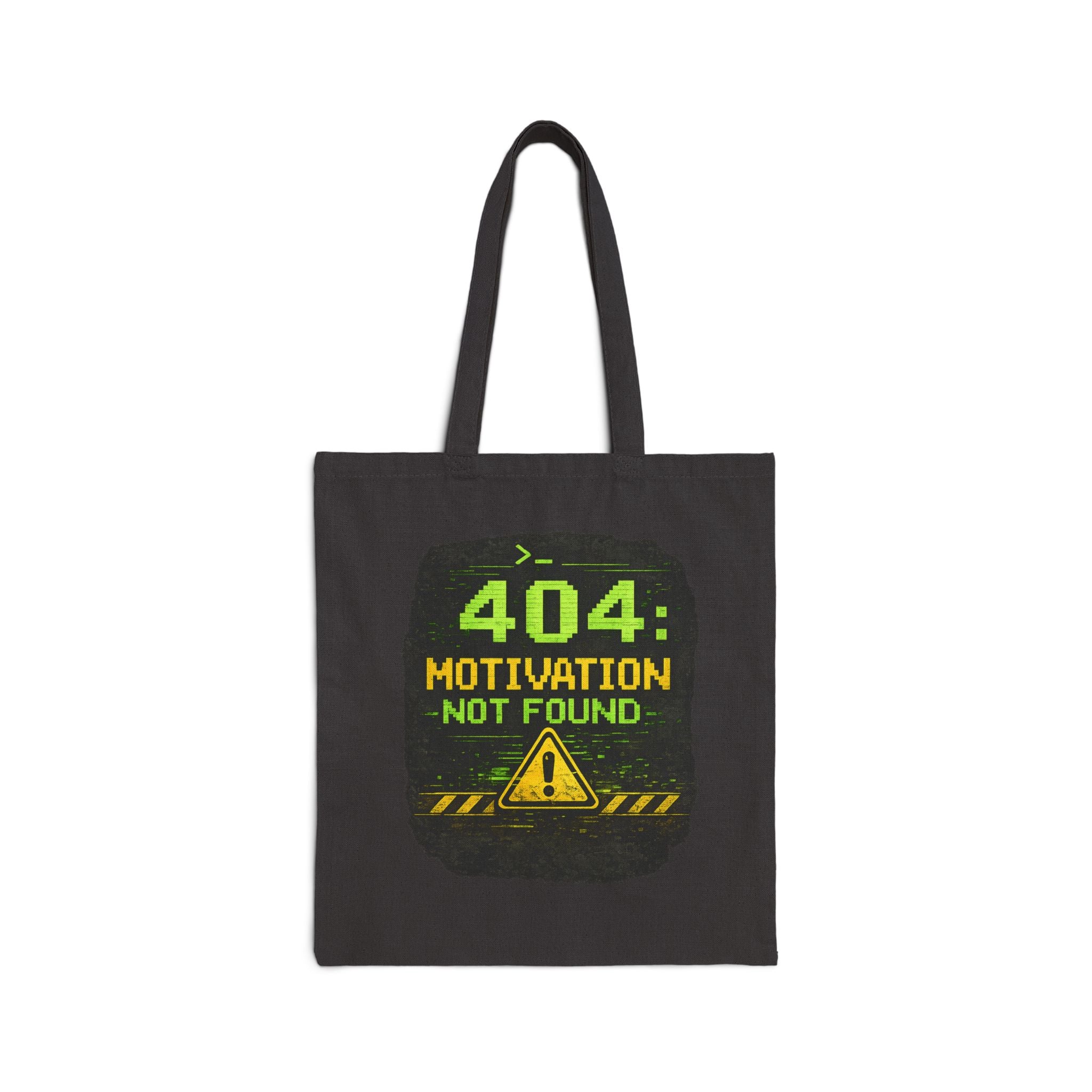 "404: Motivation Not Found" Funny IT Tech Humor Fake Error Canvas Tote Bag