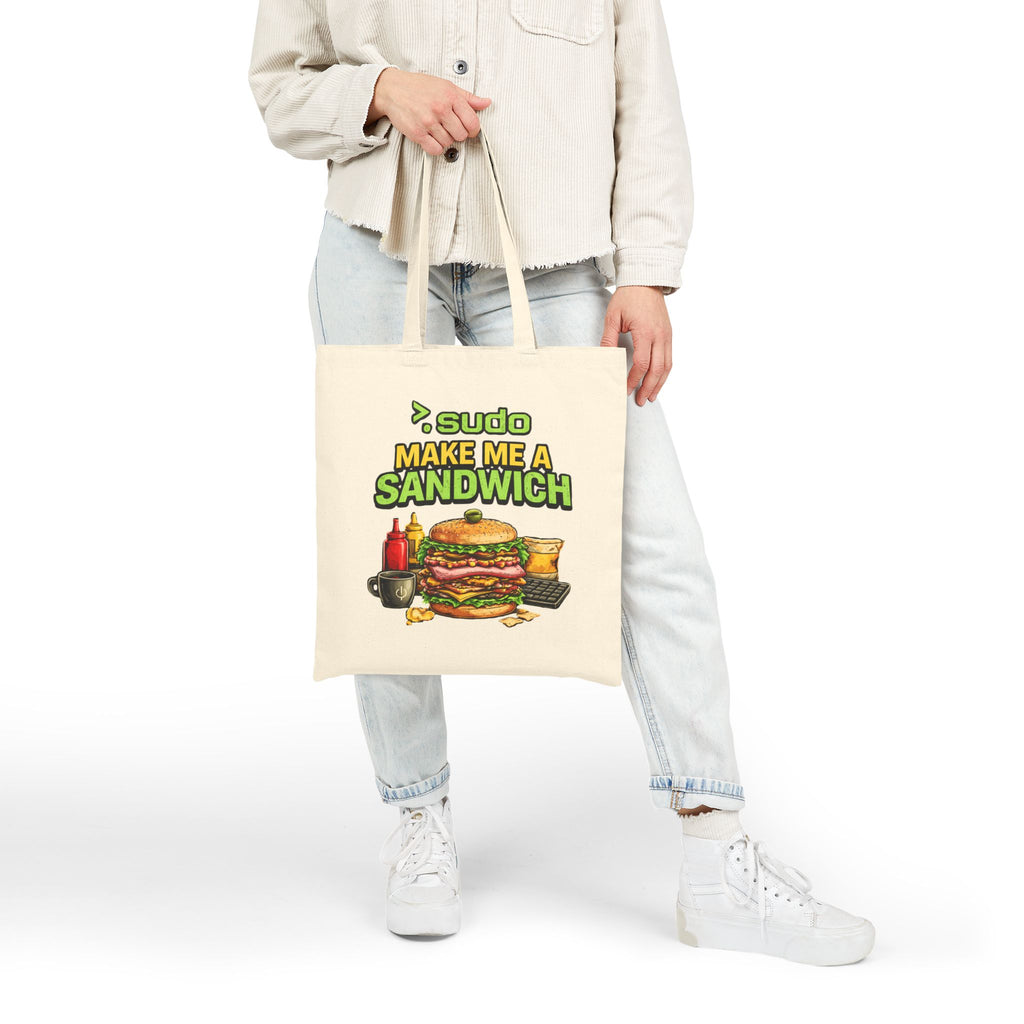">.Sudo Make Me A Sandwich" Funny IT Tech Humor Cotton Canvas Tote Bag