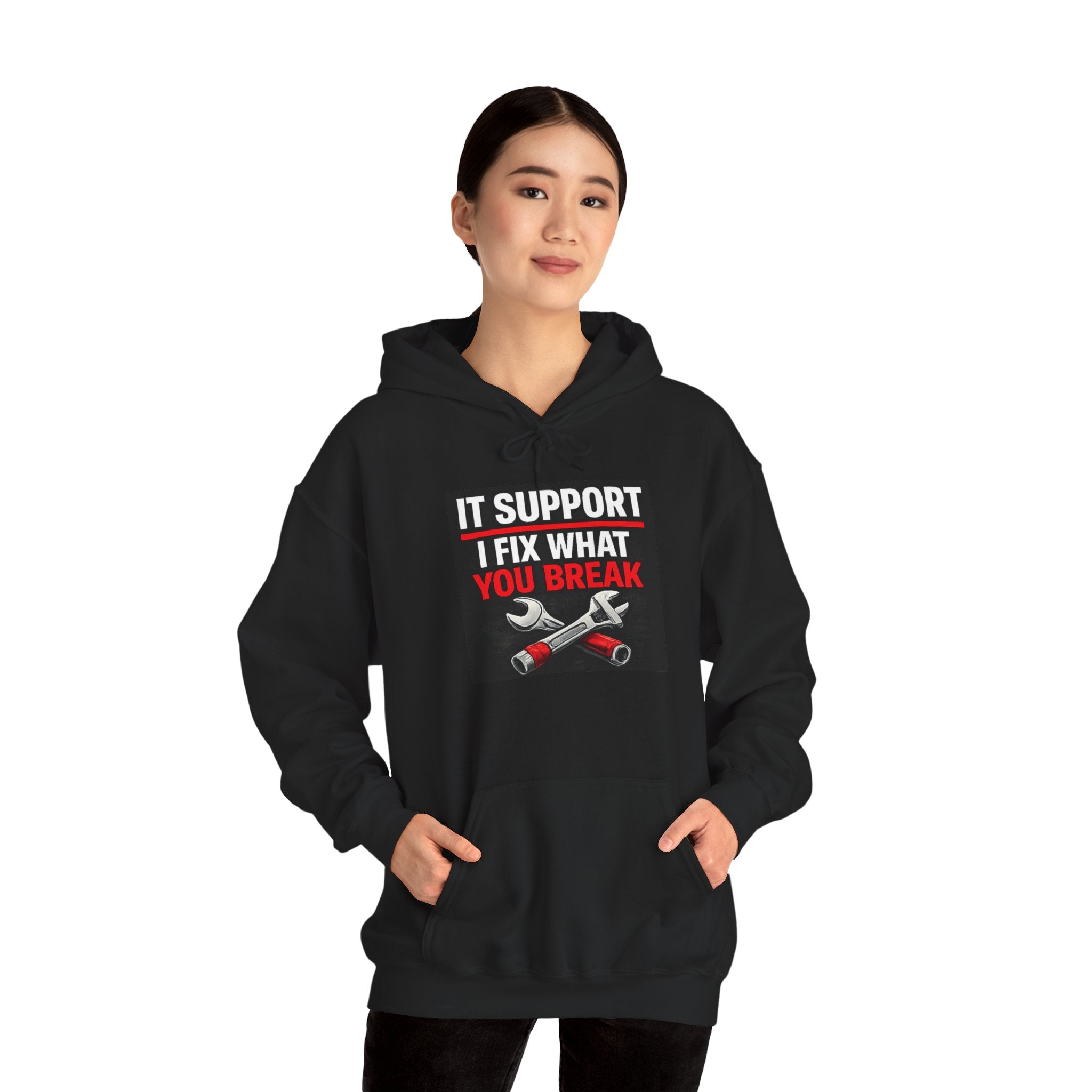 "IT Support: I Fix What You Break" Tech Humor Unisex Heavy Blend™ Hoodie