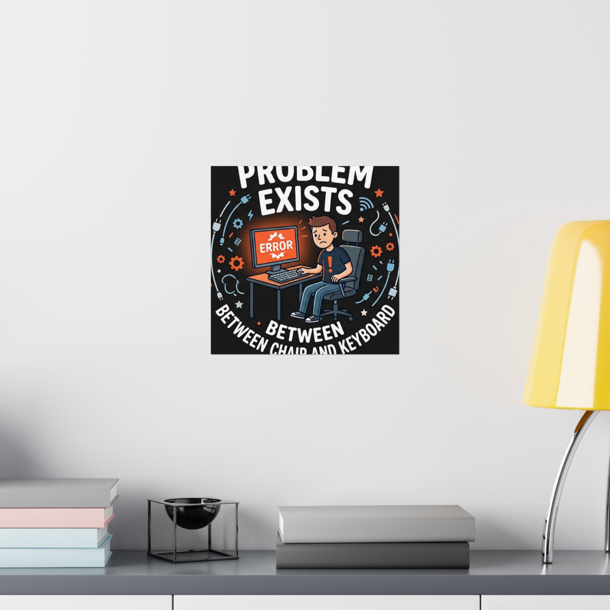 "Problem Exists Between Chair & Keyboard" Tech Humor Funny IT Matte Vertical Posters