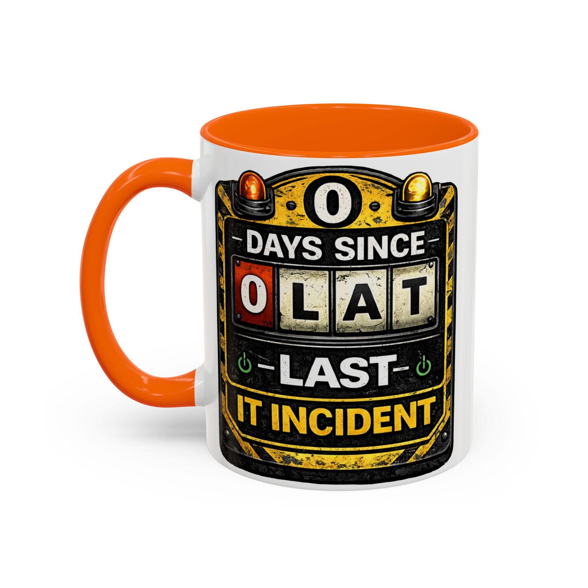"0 Days Since Last IT Incident" IT Humor Accent Coffee Mug (11, 15oz)