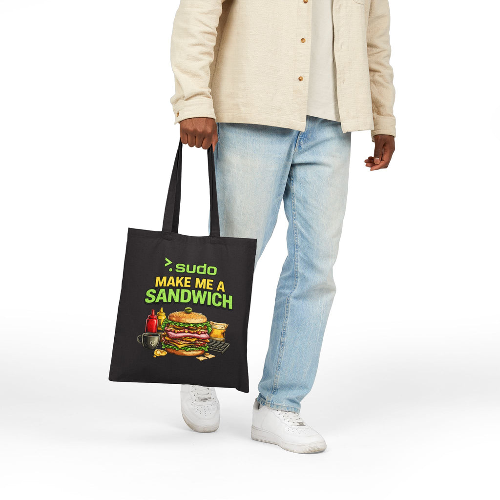 ">.Sudo Make Me A Sandwich" Funny IT Tech Humor Cotton Canvas Tote Bag