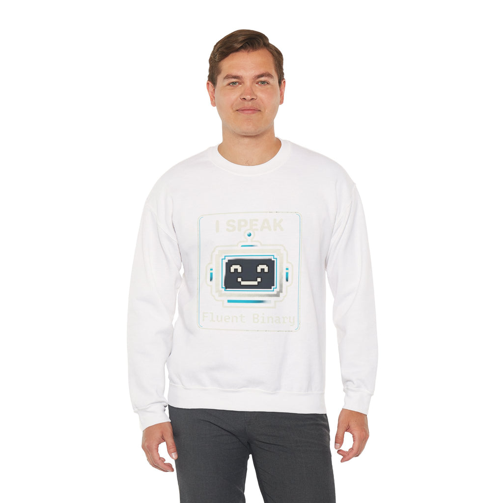 "I Speak Fluent Binary" Funny IT Crewneck Sweatshirt