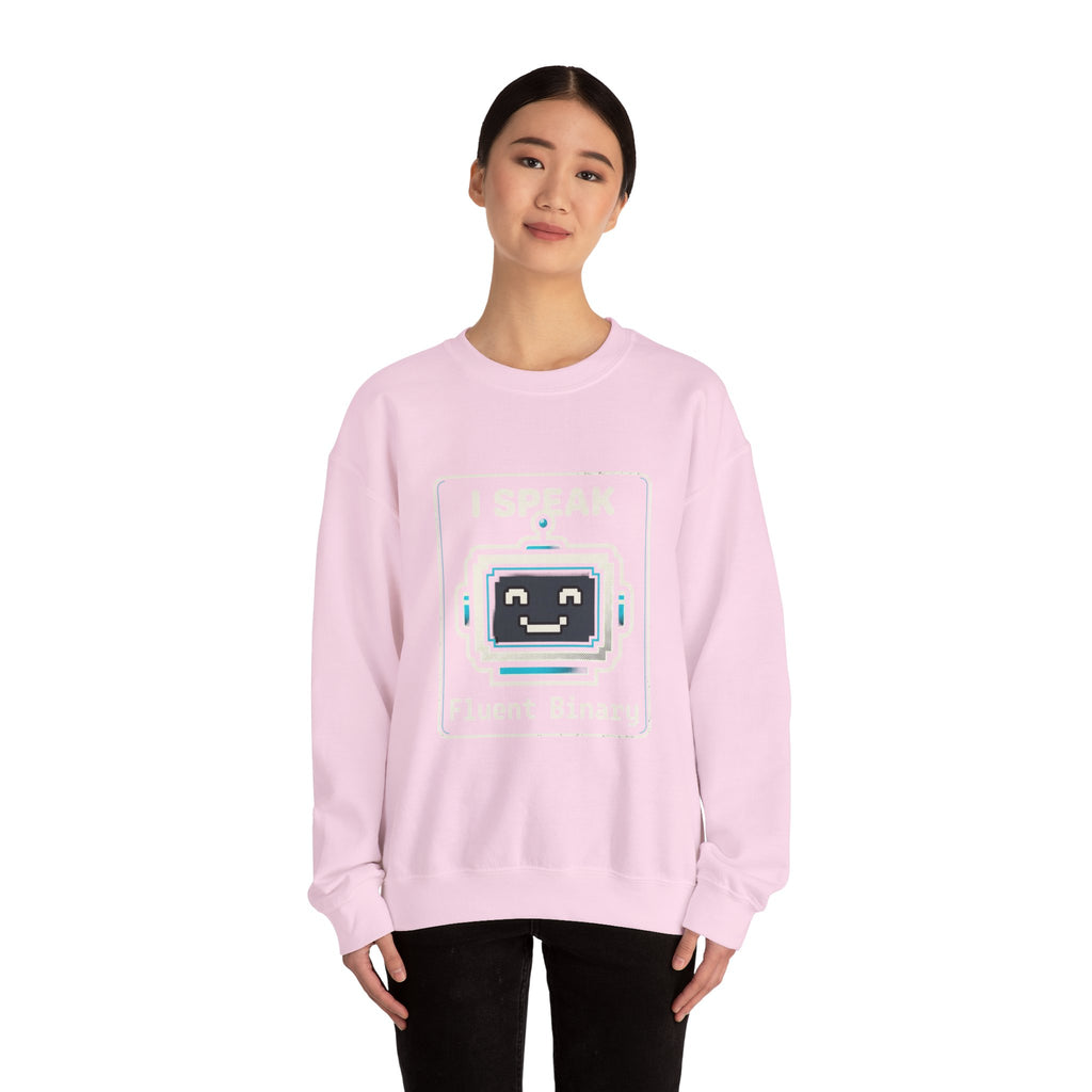 "I Speak Fluent Binary" Funny IT Crewneck Sweatshirt