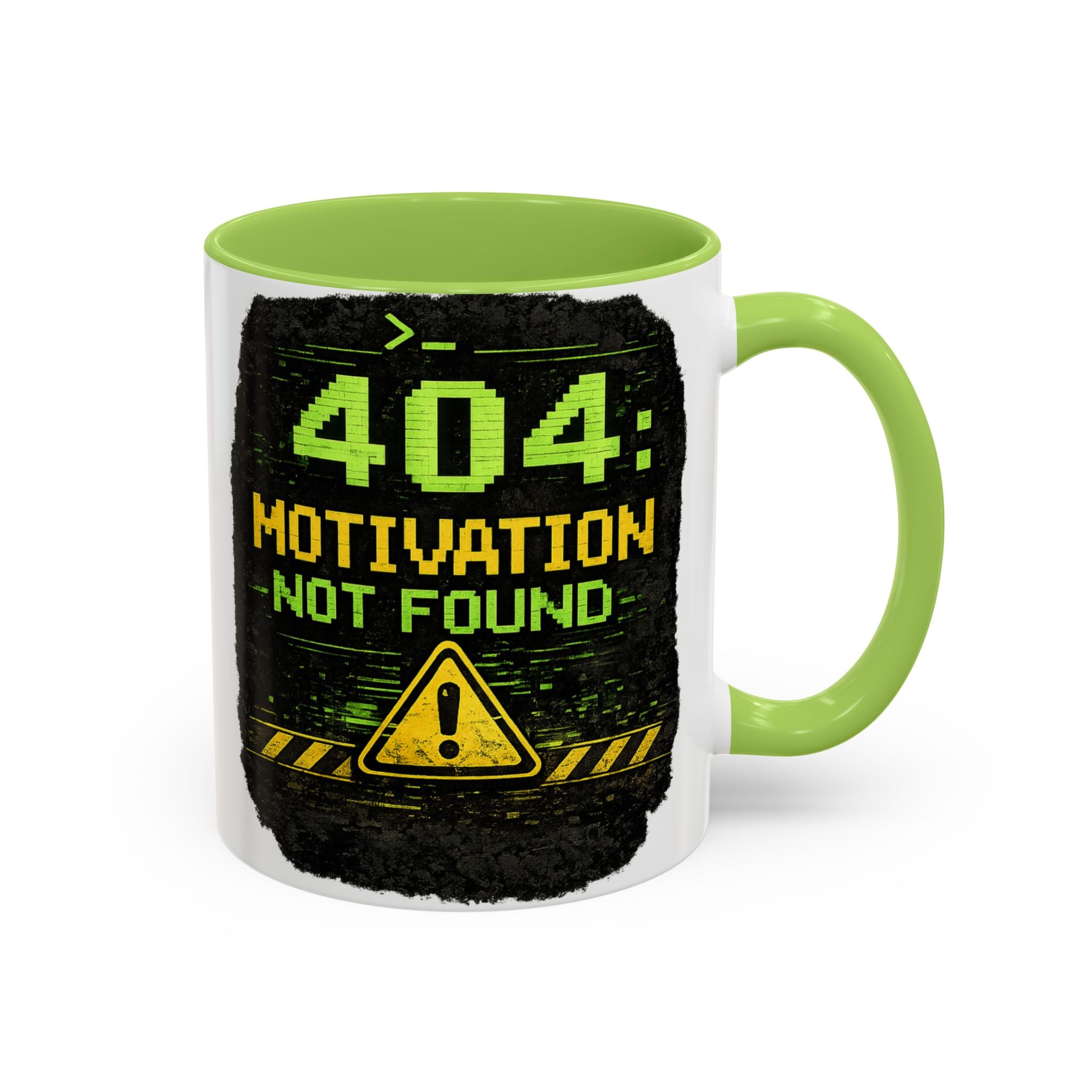 "Error 404 Motivation Not Found" IT Humor Accent Coffee Mug (11, 15oz)
