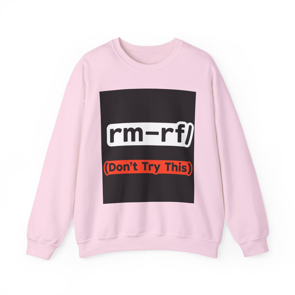 "rm -rf/ (Don't Try This)" — Funny Linux Command Crewneck Sweatshirt