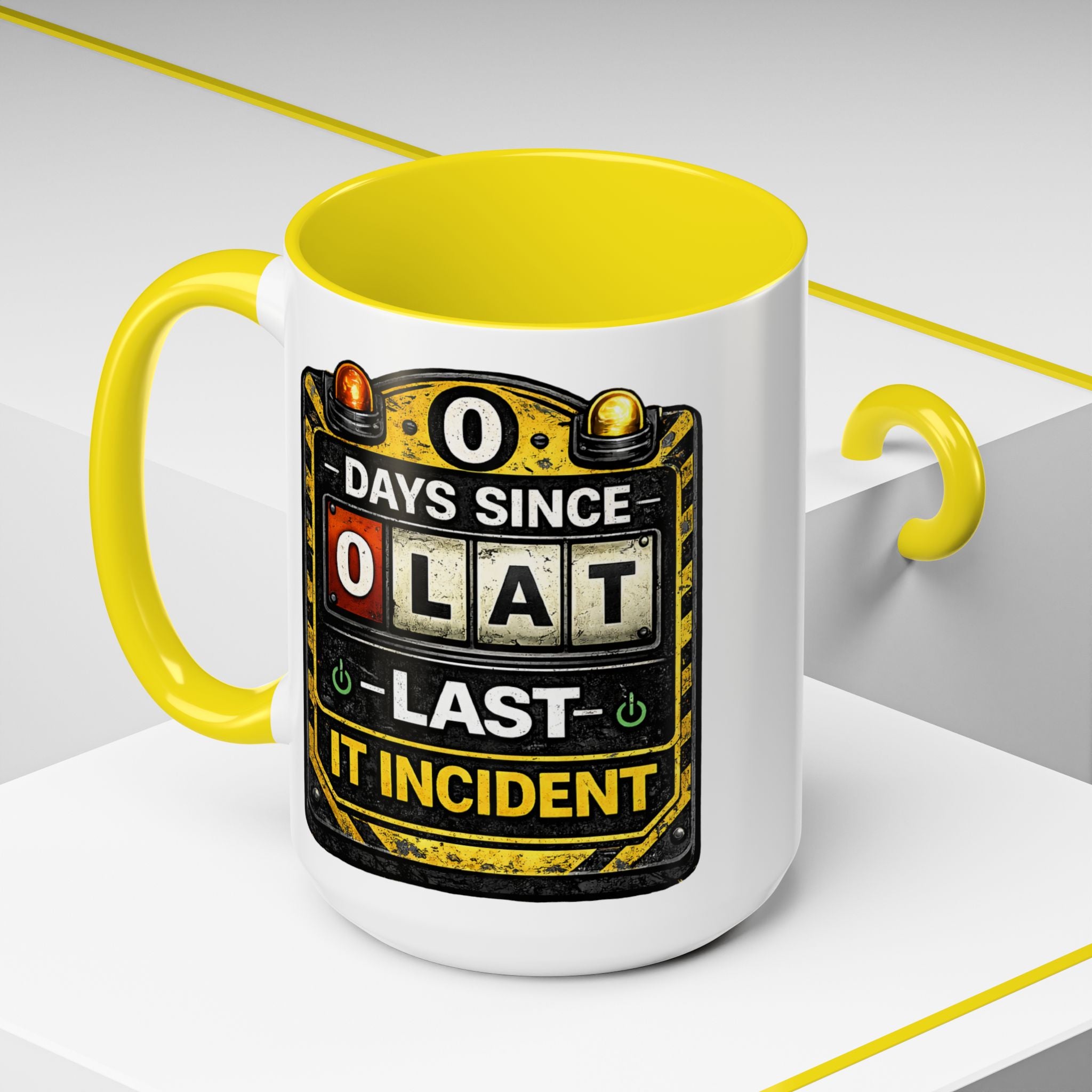 "0 Days Since Last IT Incident" IT Humor Accent Coffee Mug (11, 15oz)