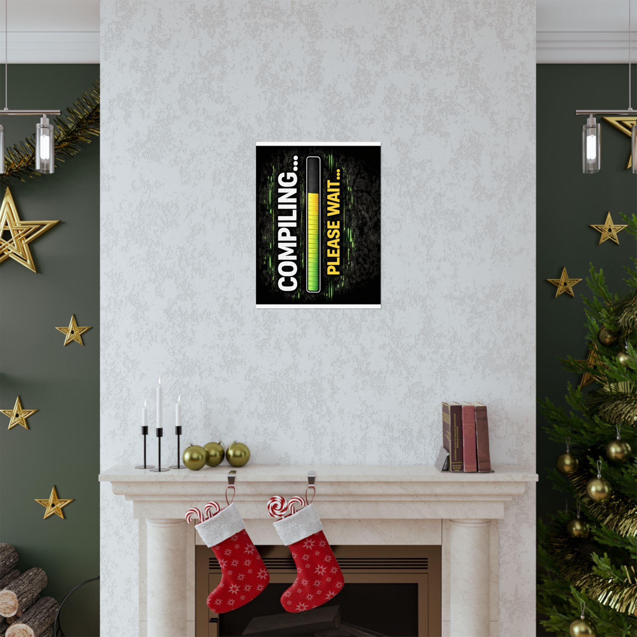 "Compiling... Please Wait" Tech Geek Humor Funny IT Matte Vertical Posters