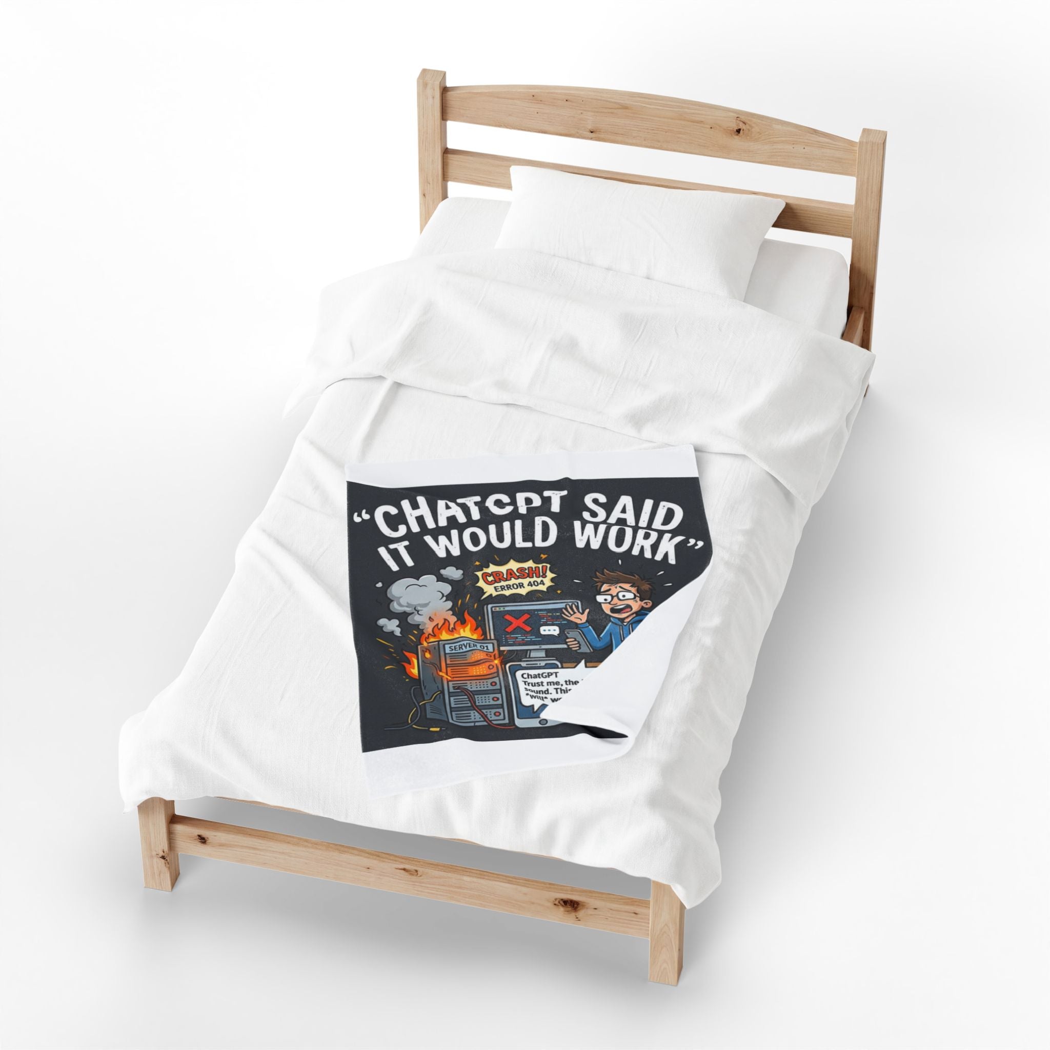 “ChatGPT Said It Would Work” Funny IT AI Tech Fail Throw Tech Humor Velveteen Blanket