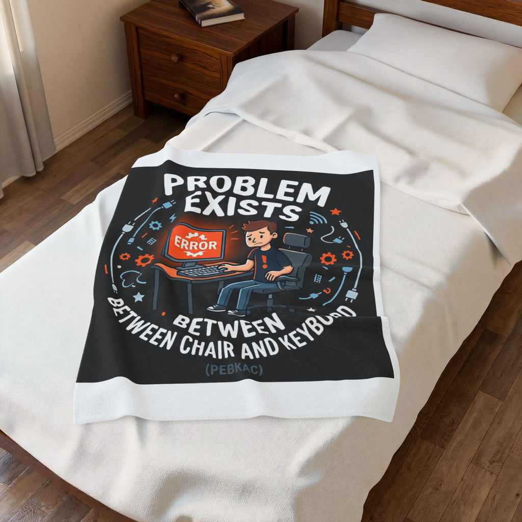 "Problem Exists Between Chair & Keyboard" Tech Humor Funny IT Velveteen Plush Blanket