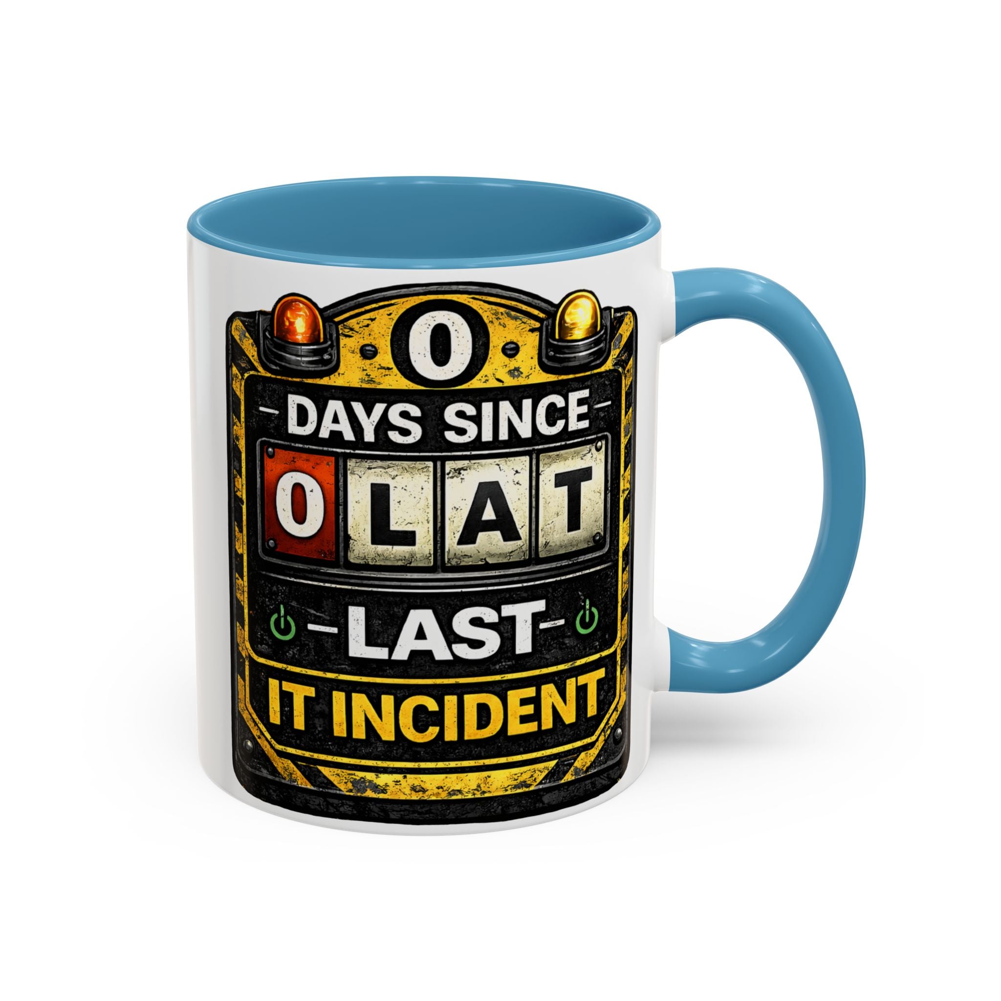 "0 Days Since Last IT Incident" IT Humor Accent Coffee Mug (11, 15oz)