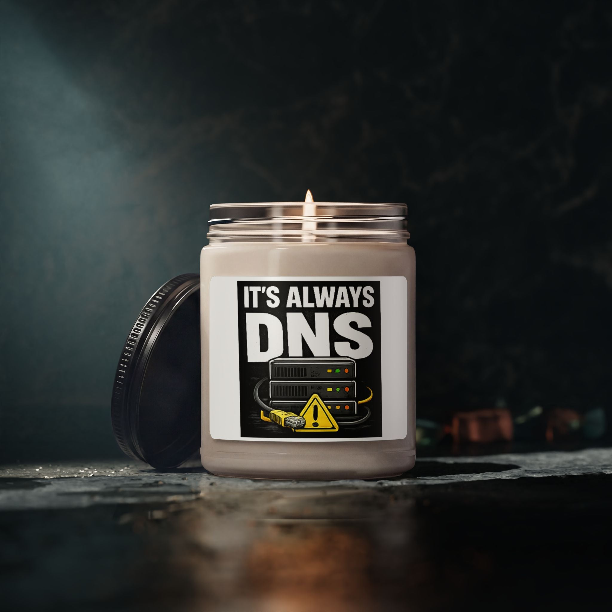 "It's Always DNS" Scented Soy Candle, 9oz (Tech Humor)