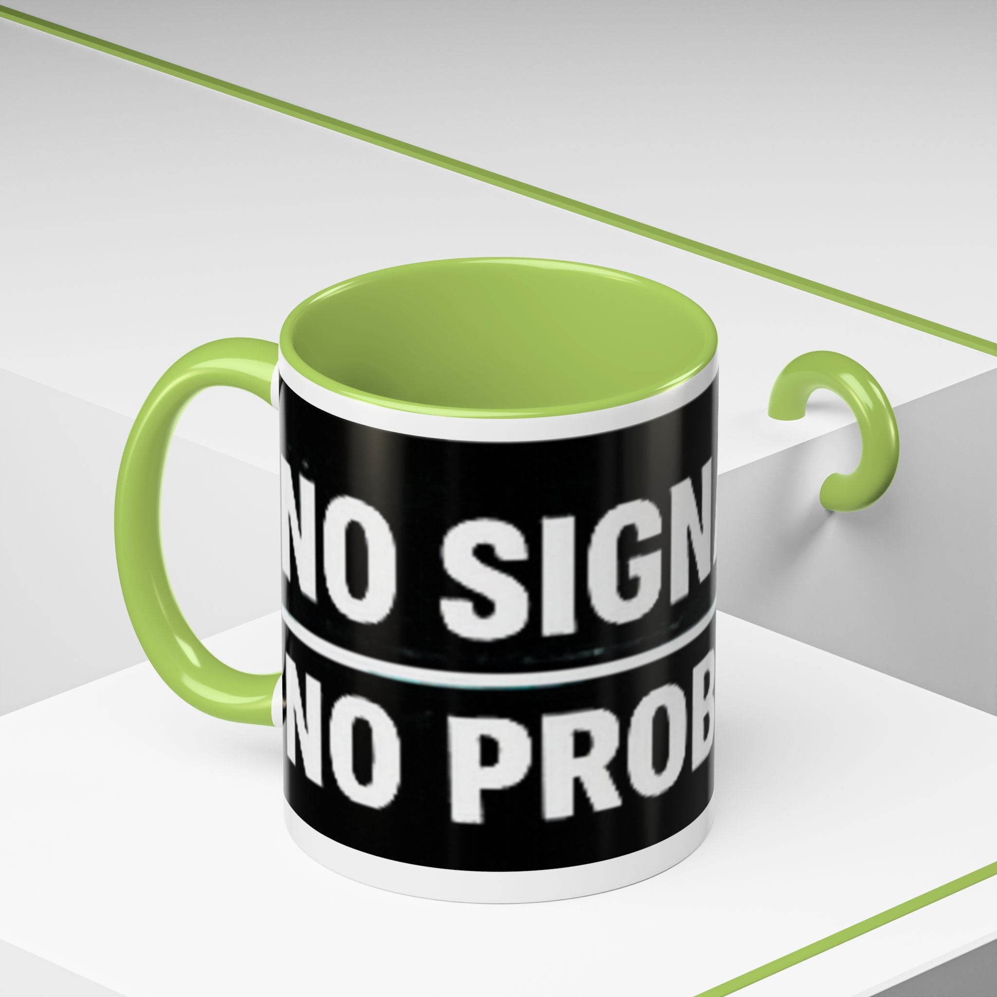 "No Signal No Problem" IT Humor Accent Coffee Mug (11, 15oz)