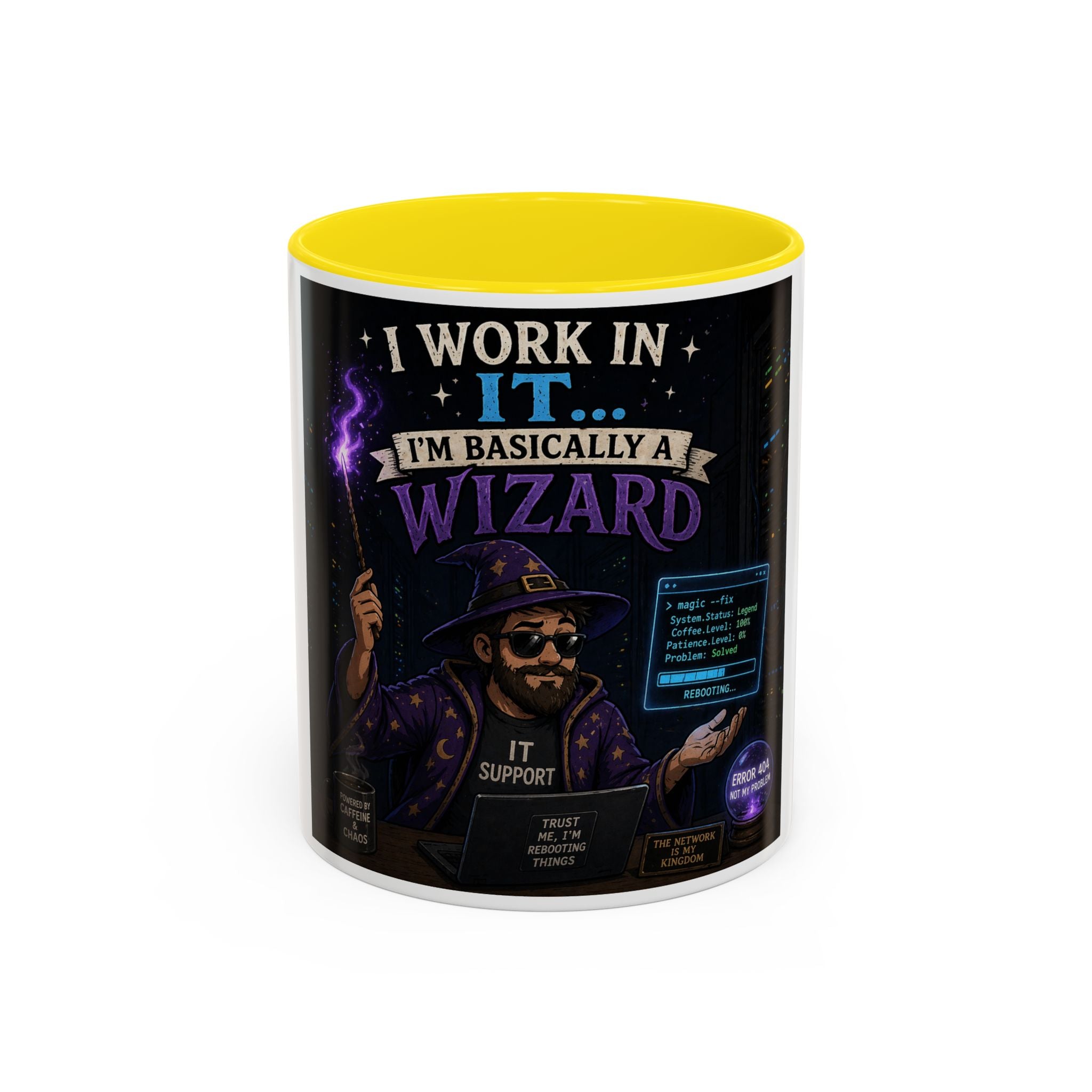 "I Work in IT... I'm Basically a Wizard" Funny IT Tech Support Humor Coffee Mug