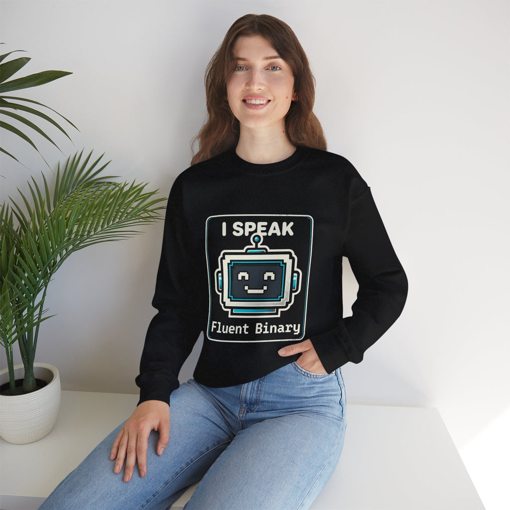 "I Speak Fluent Binary" Funny IT Crewneck Sweatshirt