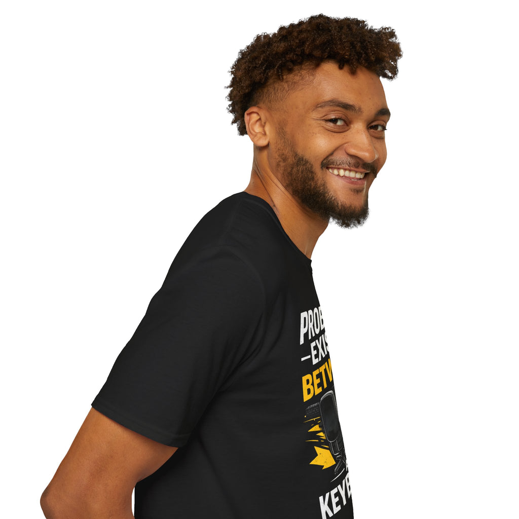 "Problem Exists Between Chair and Keyboard" Tech Humor T-Shirt — Funny Gamer/IT Tee