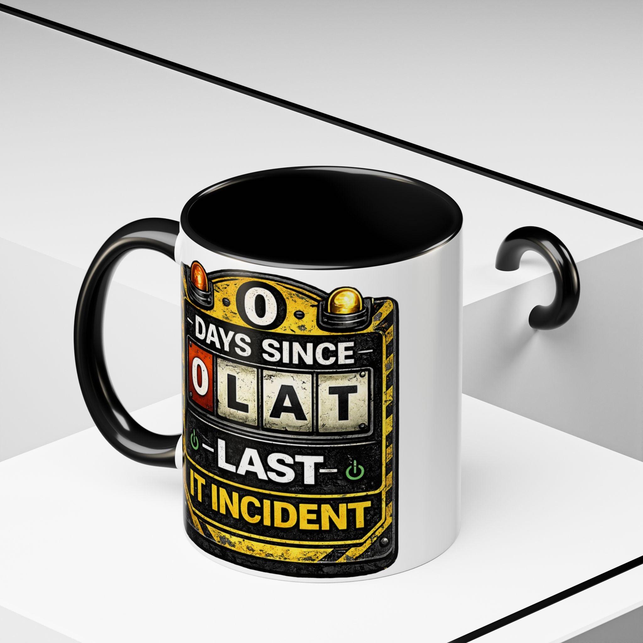 "0 Days Since Last IT Incident" IT Humor Accent Coffee Mug (11, 15oz)
