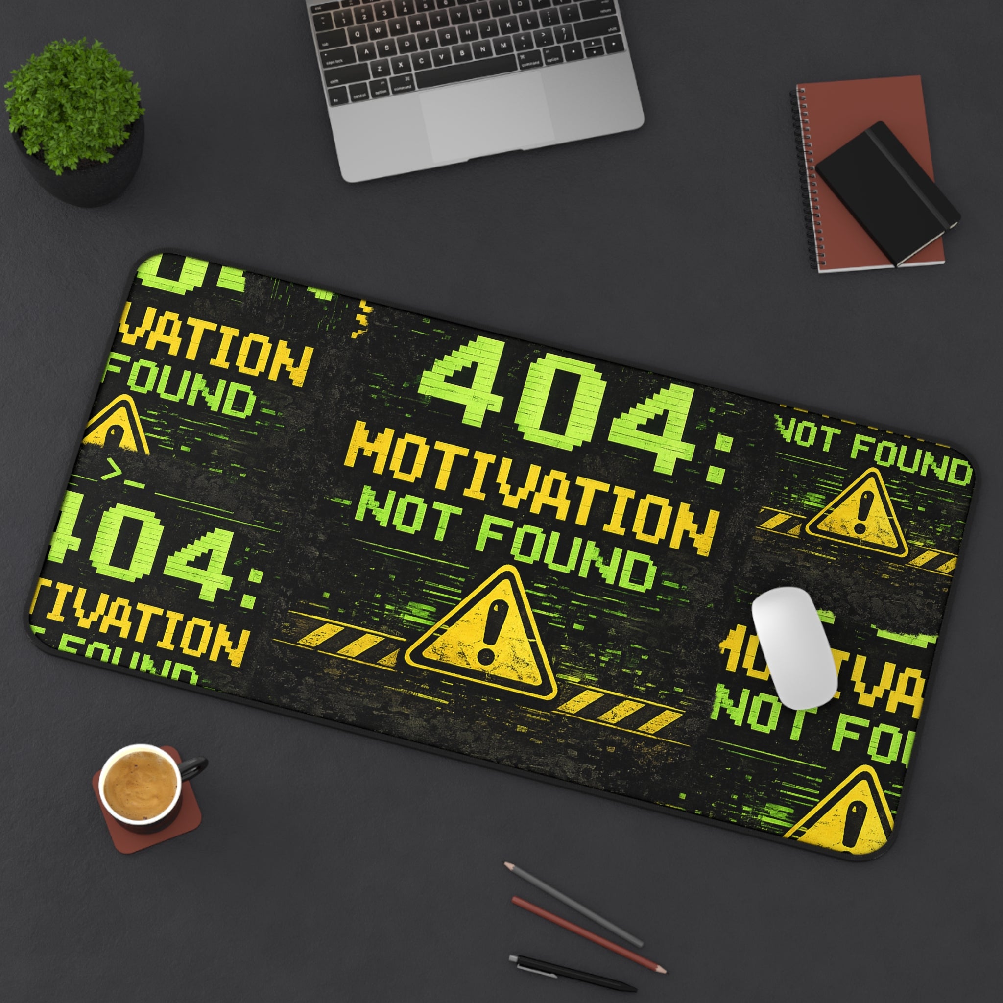 "404 Motivation Not Found" Funny IT Mouse Pad Gamer/Programmer Tech Humor Desk Mat