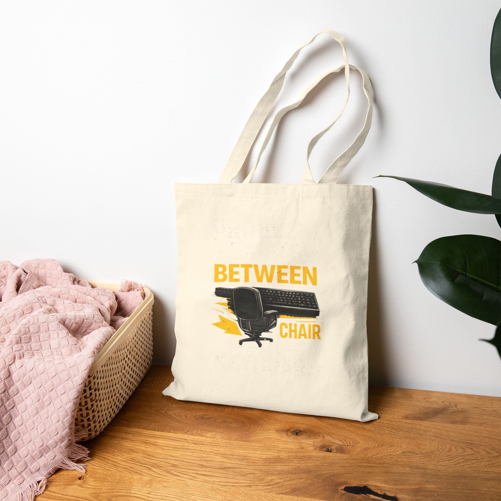 "Problem Exists Between Chair & Keyboard"– Funny Gamer/IT Tech Humor Canvas Tote Bag