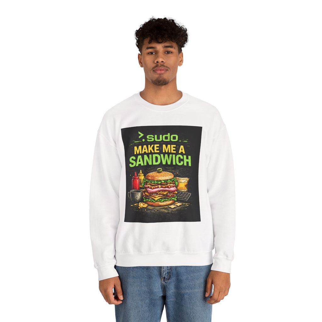 Tech Humor Sweatshirt - ">. sudo make me a sandwich" Graphic Crewneck