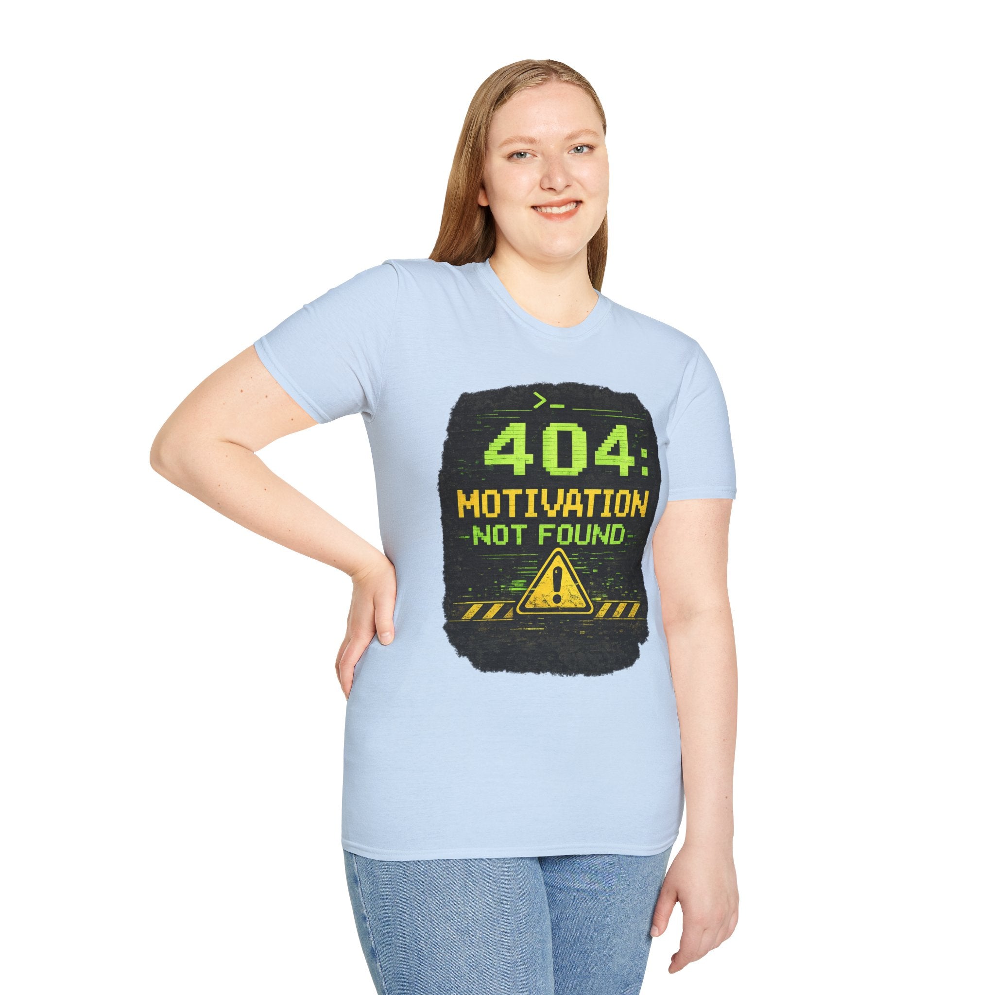 "404: Motivation Not Found" Funny IT Graphic Tee- Tech Humor T-Shirt