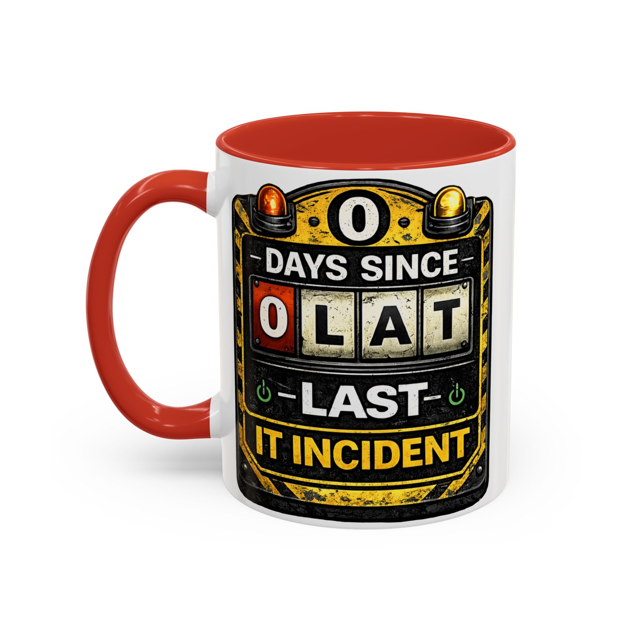 "0 Days Since Last IT Incident" IT Humor Accent Coffee Mug (11, 15oz)