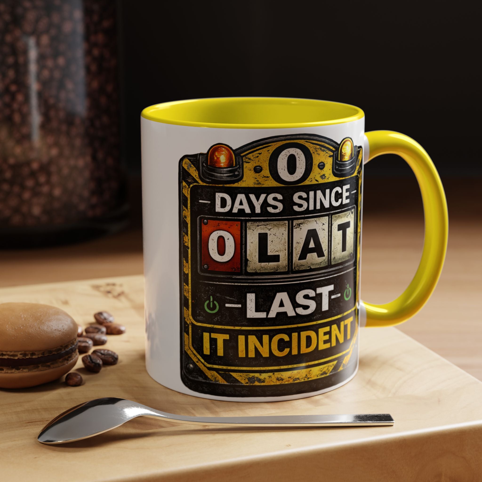 "0 Days Since Last IT Incident" IT Humor Accent Coffee Mug (11, 15oz)