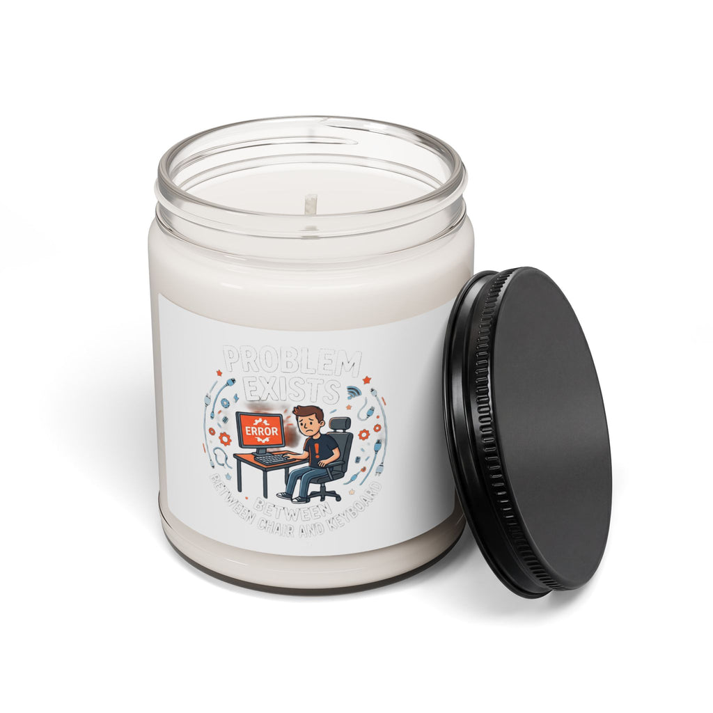 "Problem Exists Between Chair & Keyboard" Funny Programmer Gift Scented Candle (9oz)
