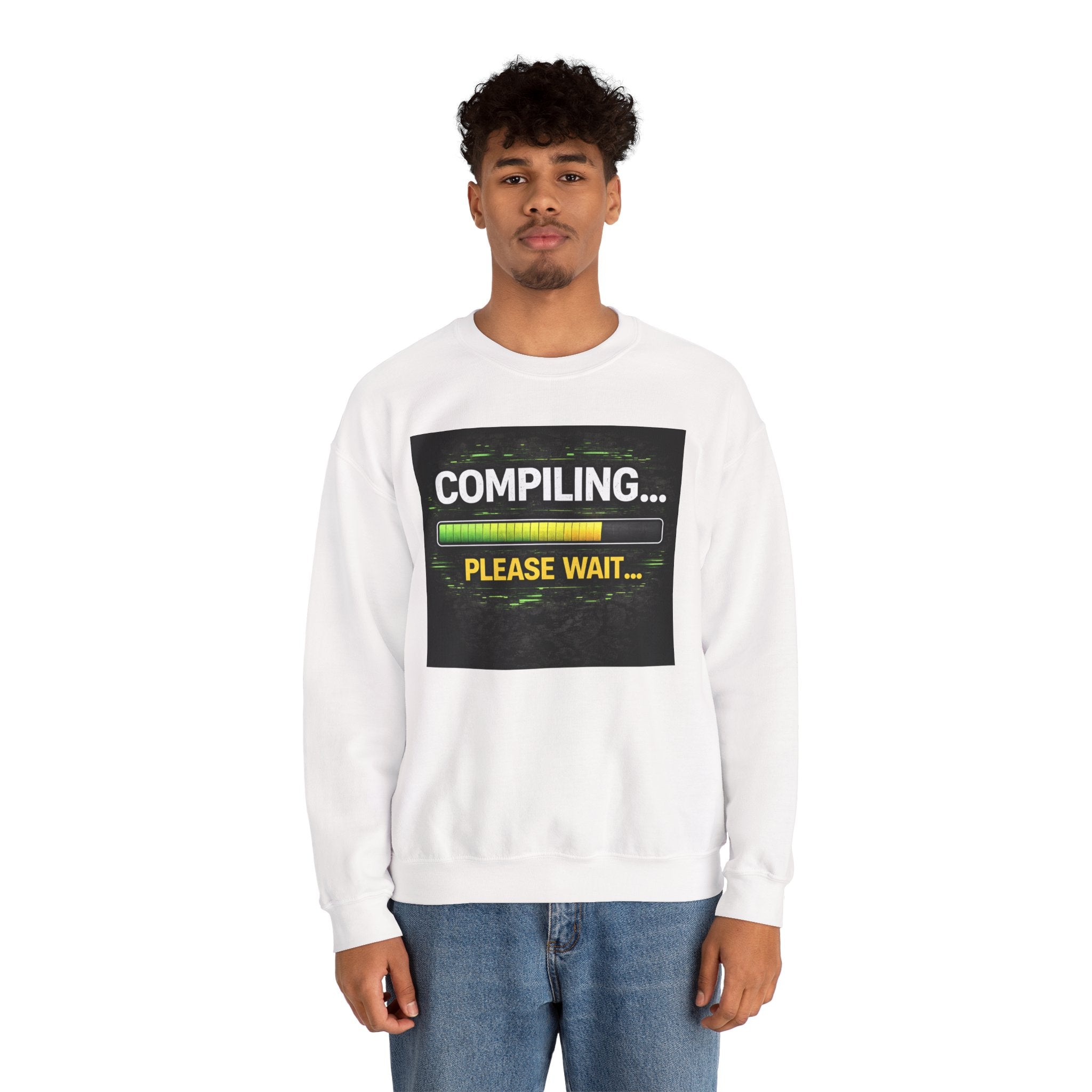 "Compiling... Please Wait" Tech Humor Crewneck Sweatshirt