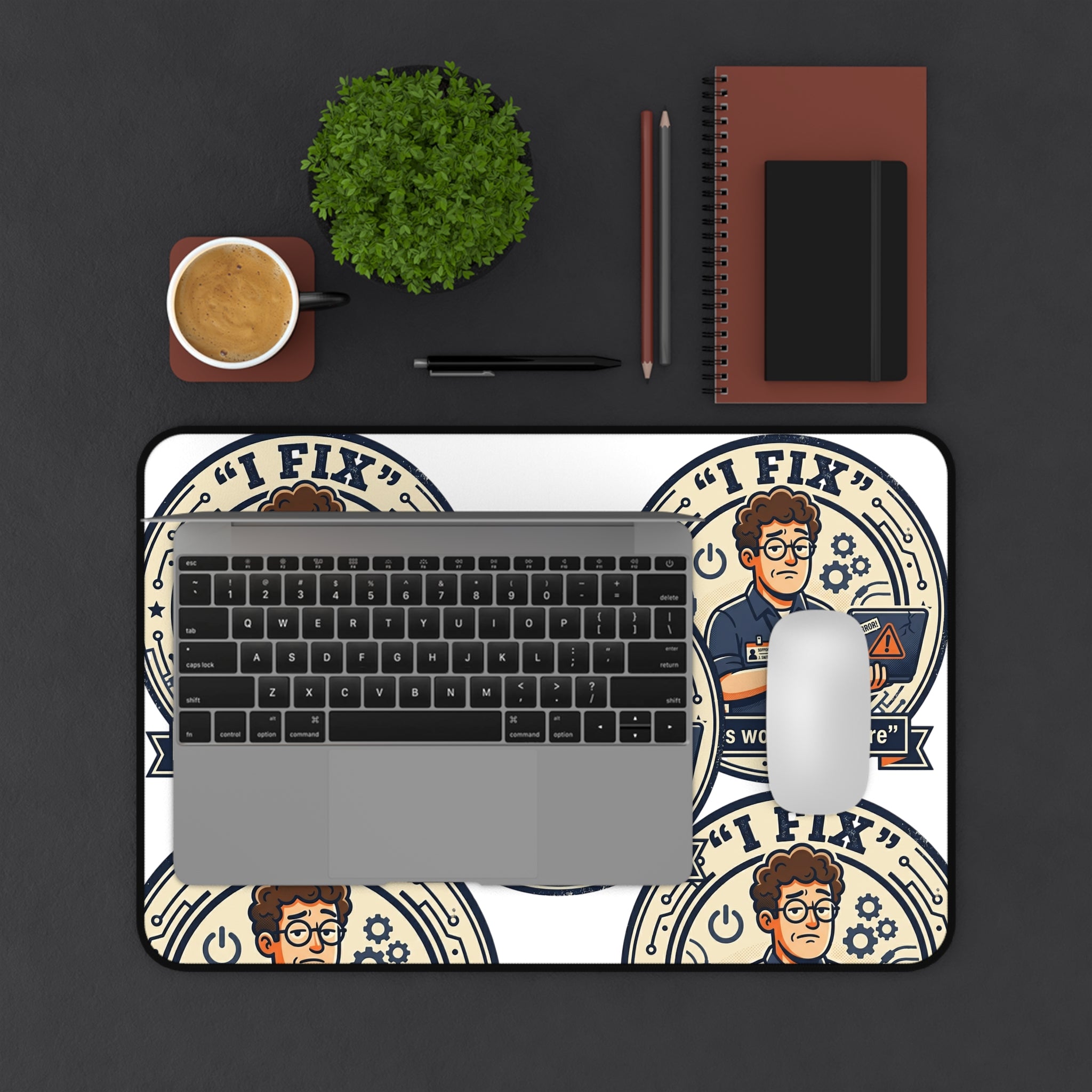"I Fix: It Was Working Before" Technician Mouse Pad Humor Workstation Mat Funny IT Desk Mat