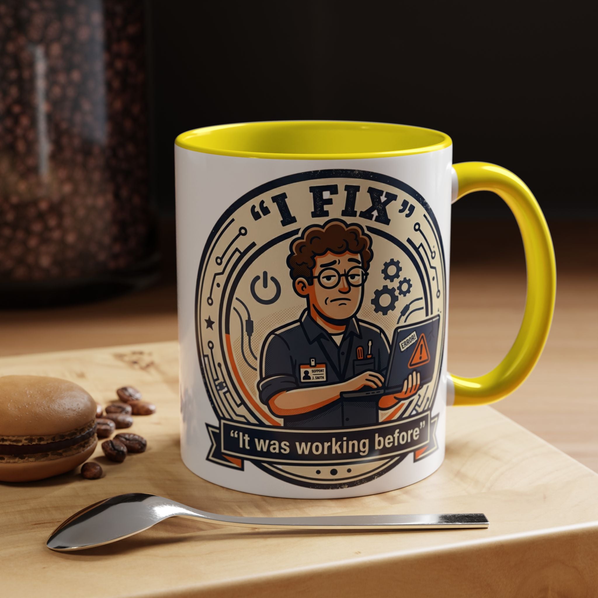 "I Fix: It Was Working Before" IT Humor Accent Coffee Mug (11, 15oz)