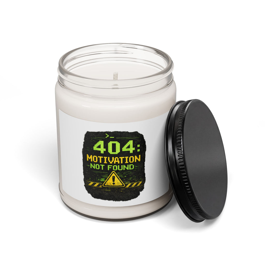 "404 Motivation Not Found" Scented Soy Candle — Funny Tech Gift