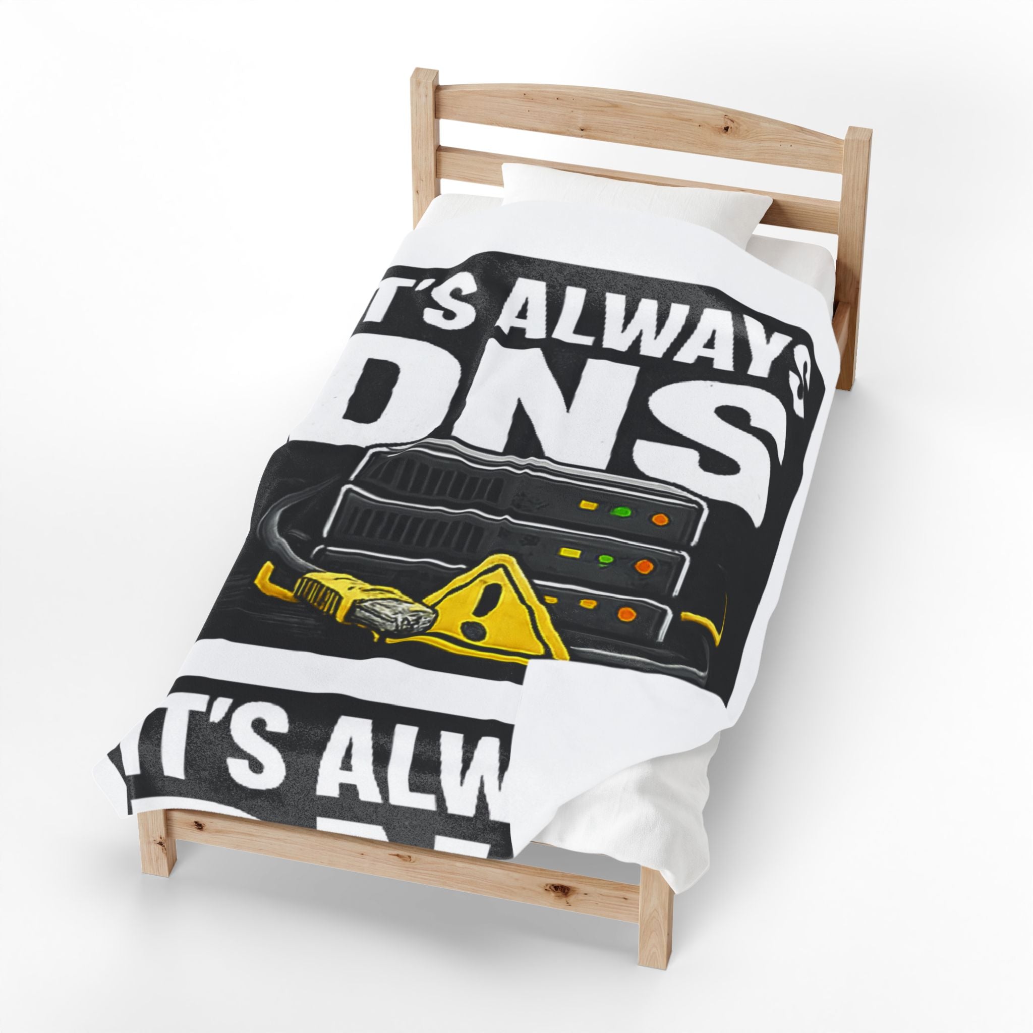 "It's Always DNS" Tech Humor Funny IT Velveteen Plush Blanket