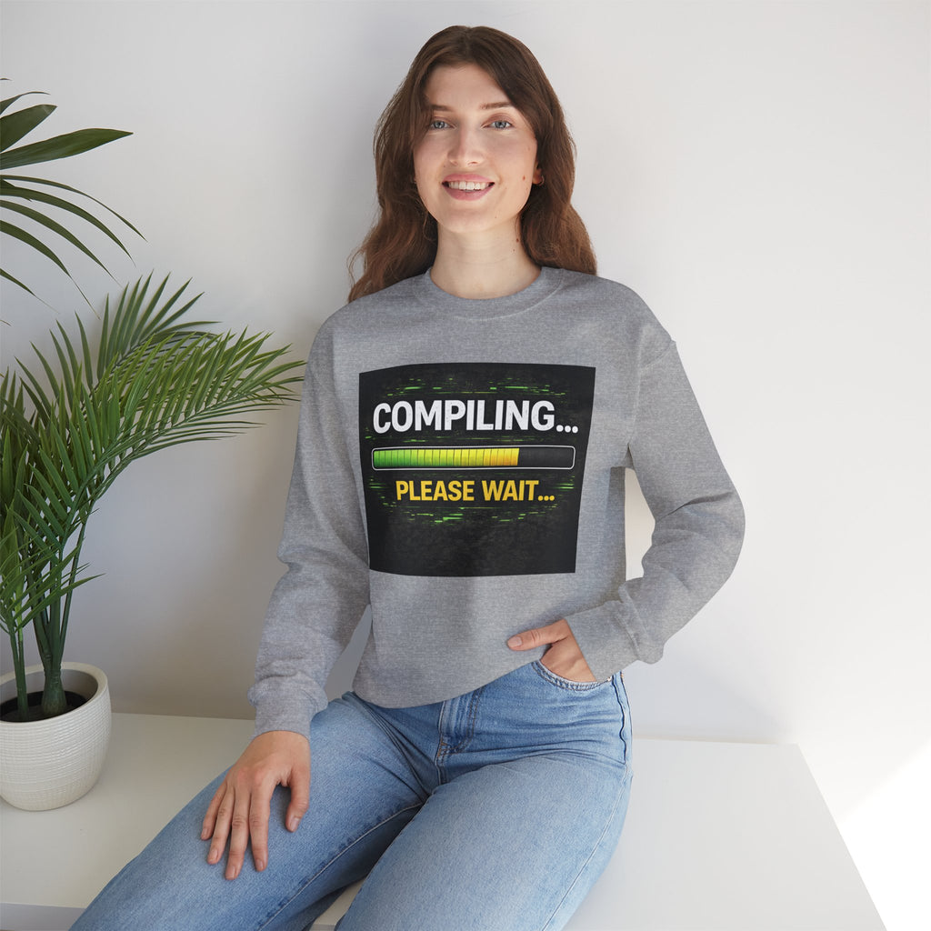 "Compiling... Please Wait" Tech Humor Crewneck Sweatshirt