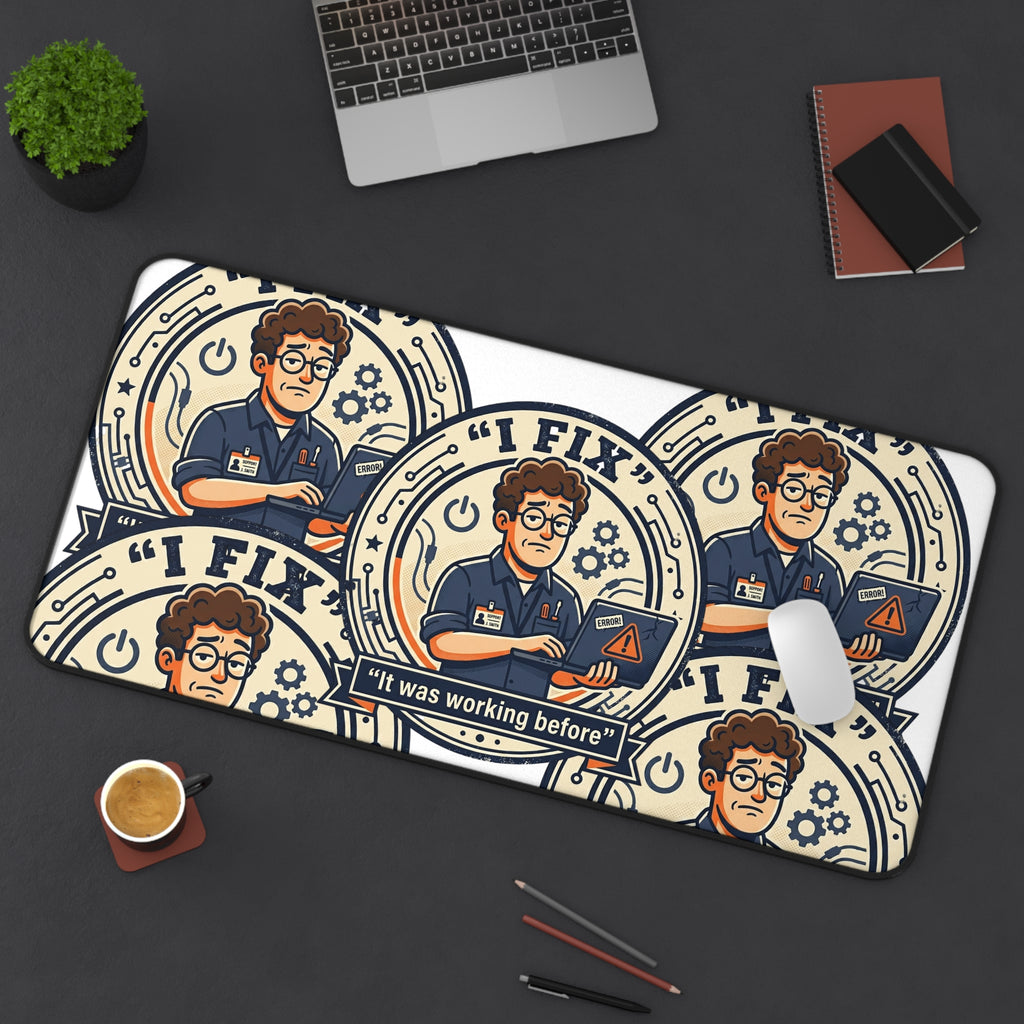 "I Fix: It Was Working Before" Technician Mouse Pad Humor Workstation Mat Funny IT Desk Mat
