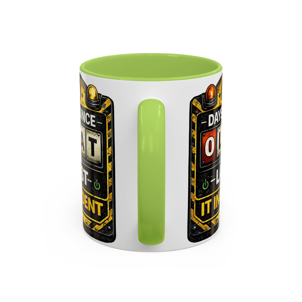 "0 Days Since Last IT Incident" IT Humor Accent Coffee Mug (11, 15oz)