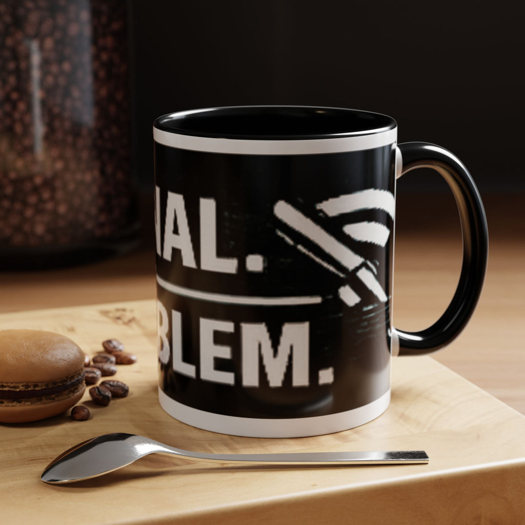 "No Signal No Problem" IT Humor Accent Coffee Mug (11, 15oz)