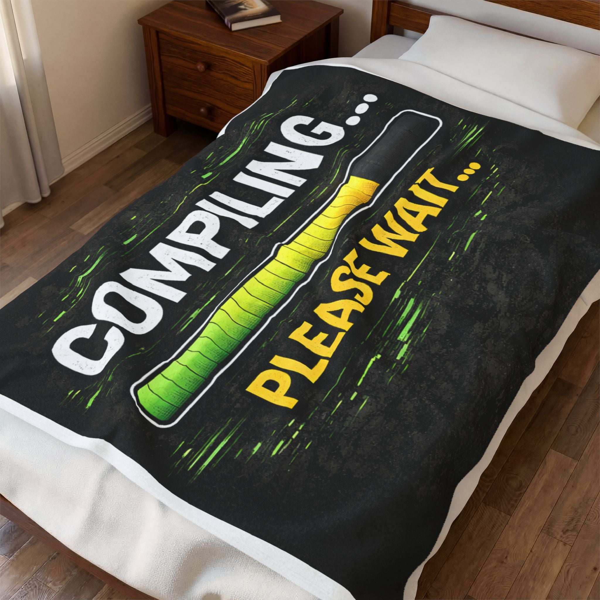 "Compiling... Please Wait" Geek Humor Funny IT Velveteen Plush Blanket