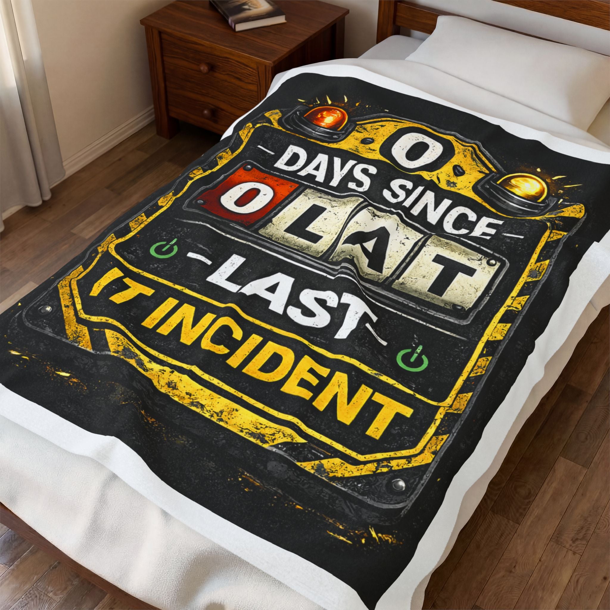 "0 Days Since Last IT Incident" Tech Humor Funny IT Velveteen Plush Blanket